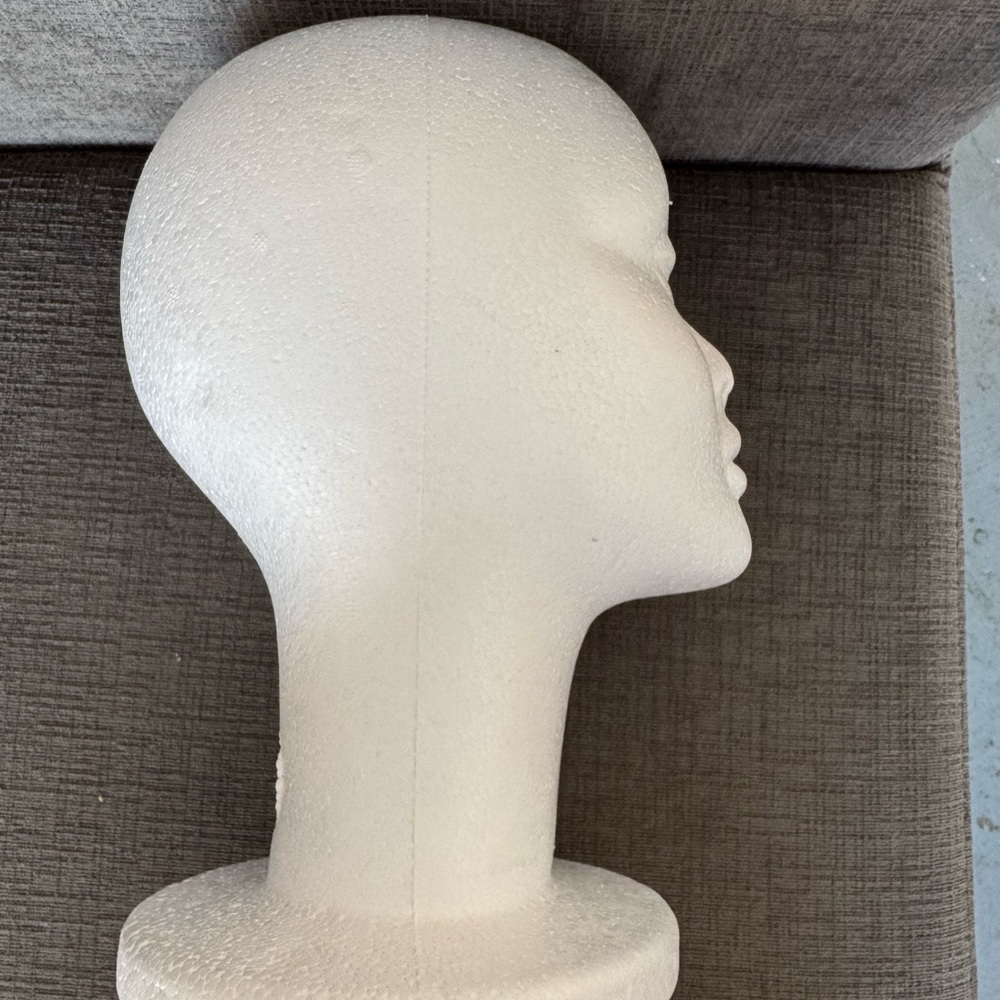 White Styrofoam Mannequin Head for Hair Accessories Display - Picture 3 of 4
